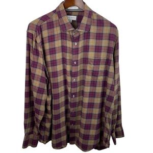 John Nordstrom | Burgundy Plaid Flannel Button Long Sleeve Shirt
